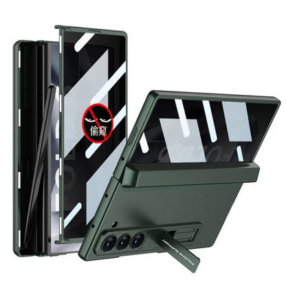 Pour Samsung Galaxy Z Fold6 GKK Étui magnétique pliant à couverture complète anti-espion intégré avec boîte à stylo, stylo non inclus (vert nuit)
