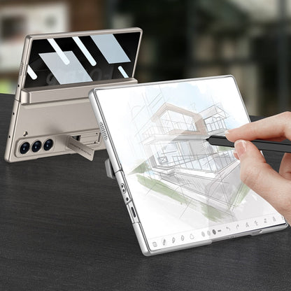 For Samsung Galaxy Z Fold6 GKK Integrated Anti Peep Full Coverage Magnetic Fold Phone Case with Pen Box, Not Included Pen(Silver)