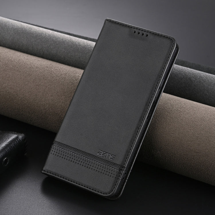 For Xiaomi Redmi 13 4G Global AZNS Magnetic Calf Texture Flip Leather Phone Case(Black)