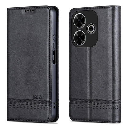 For Xiaomi Redmi Note 13R AZNS Magnetic Calf Texture Flip Leather Phone Case(Black)