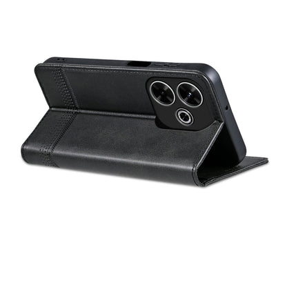 For Xiaomi Redmi Note 13R AZNS Magnetic Calf Texture Flip Leather Phone Case(Black)