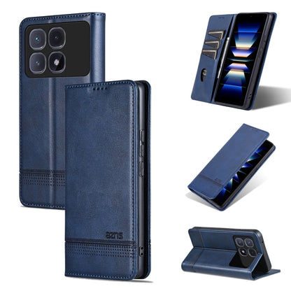 Pour étui de téléphone en cuir rabattable à texture veau magnétique AZNS pour Redmi K70 Ultra (bleu foncé)