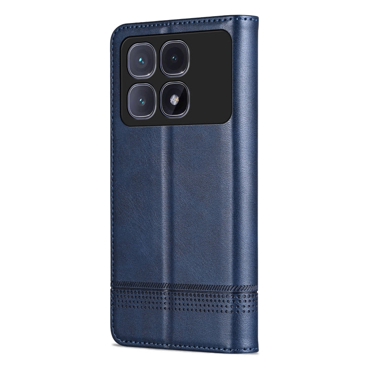 Pour étui de téléphone en cuir rabattable à texture veau magnétique AZNS pour Redmi K70 Ultra (bleu foncé)