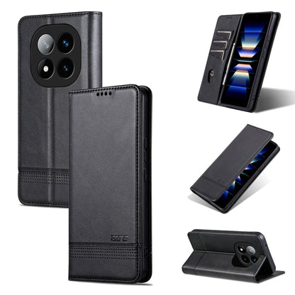 For Redmi Note 14 Pro 5G AZNS Magnetic Calf Texture Flip Leather Phone Case(Black)