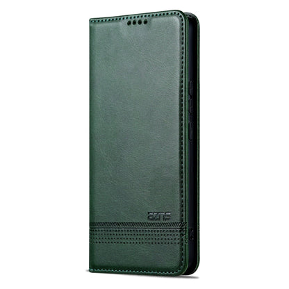 Pour Redmi Note 14 Pro 5G AZNS Étui portefeuille en cuir texturé veau magnétique (vert foncé)