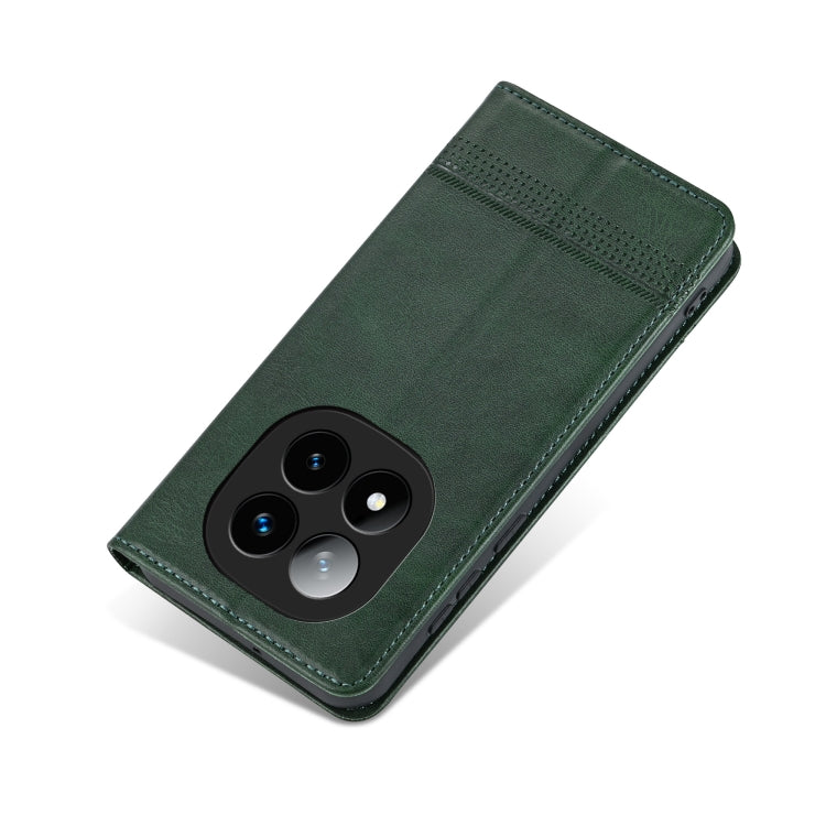Pour Redmi Note 14 Pro 5G AZNS Étui portefeuille en cuir texturé veau magnétique (vert foncé)