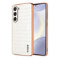 For Samsung Galaxy S23 5G AZNS Electroplated Frame Crocodile Texture Full Coverage Phone Case(White)