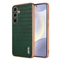 For Samsung Galaxy S25 5G AZNS Electroplated Frame Crocodile Texture Full Coverage Phone Case(Green)