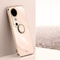 For vivo S19 XINLI Straight Edge 6D Electroplate TPU Phone Case with Ring Holder(Pink)