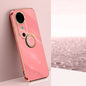 For vivo S19 XINLI Straight Edge 6D Electroplate TPU Phone Case with Ring Holder(Hawthorn Red)