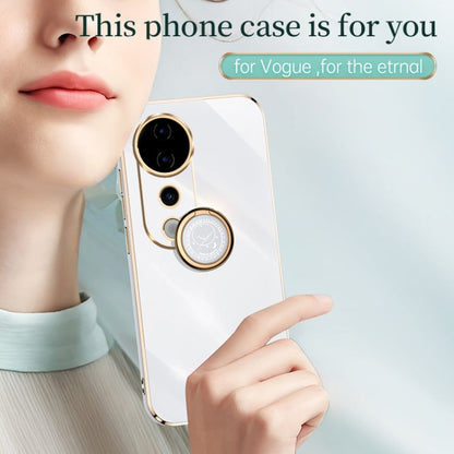 For vivo S19 Pro XINLI Straight Edge 6D Electroplate TPU Phone Case with Ring Holder(Hawthorn Red)