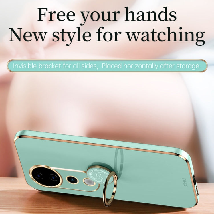 For vivo S19 Pro XINLI Straight Edge 6D Electroplate TPU Phone Case with Ring Holder(Celestial Blue)