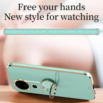 For vivo S19 Pro XINLI Straight Edge 6D Electroplate TPU Phone Case with Ring Holder(Celestial Blue)