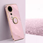 For vivo S19 Pro XINLI Straight Edge 6D Electroplate TPU Phone Case with Ring Holder(Cherry Purple)