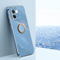 For vivo V30E XINLI Straight Edge 6D Electroplate TPU Phone Case with Ring Holder(Celestial Blue)