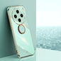 For vivo X100S XINLI Straight Edge 6D Electroplate TPU Phone Case with Ring Holder(Mint Green)