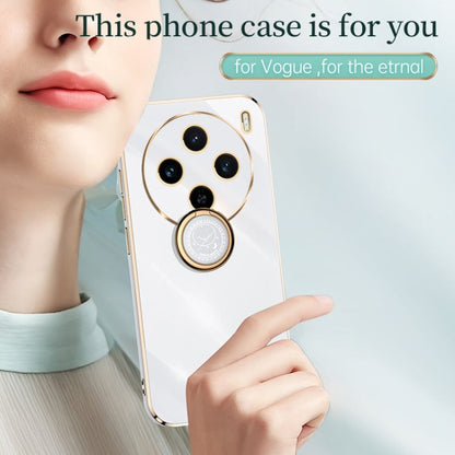 Pour vivo X100S XINLI Étui de téléphone en TPU plaqué 6D à bord droit avec support de bague (Rose)