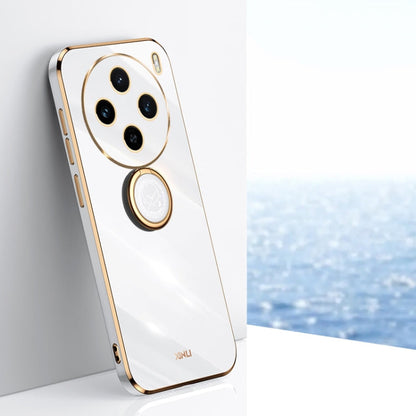 For vivo X100S XINLI Straight Edge 6D Electroplate TPU Phone Case with Ring Holder(White)