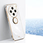 For vivo X100S XINLI Straight Edge 6D Electroplate TPU Phone Case with Ring Holder(White)