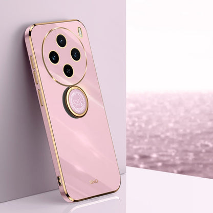 For vivo X100S XINLI Straight Edge 6D Electroplate TPU Phone Case with Ring Holder(Cherry Purple)