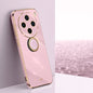 For vivo X100S XINLI Straight Edge 6D Electroplate TPU Phone Case with Ring Holder(Cherry Purple)