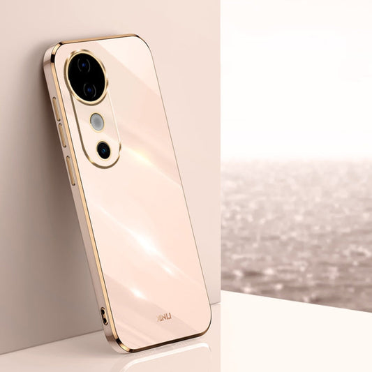 For vivo S19 XINLI Straight Edge 6D Electroplate TPU Phone Case(Pink)