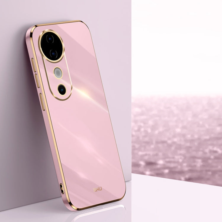 Pour vivo S19 XINLI Coque de téléphone en TPU plaquée 6D à bords droits (Violet cerise)