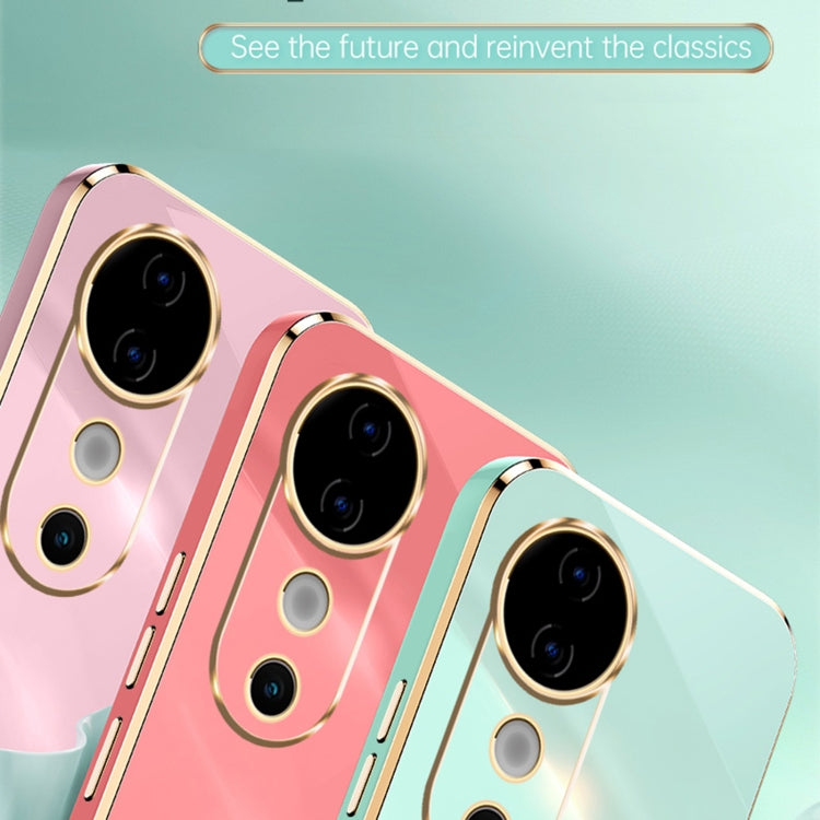 Pour vivo S19 XINLI Coque de téléphone en TPU plaquée 6D à bords droits (Violet cerise)