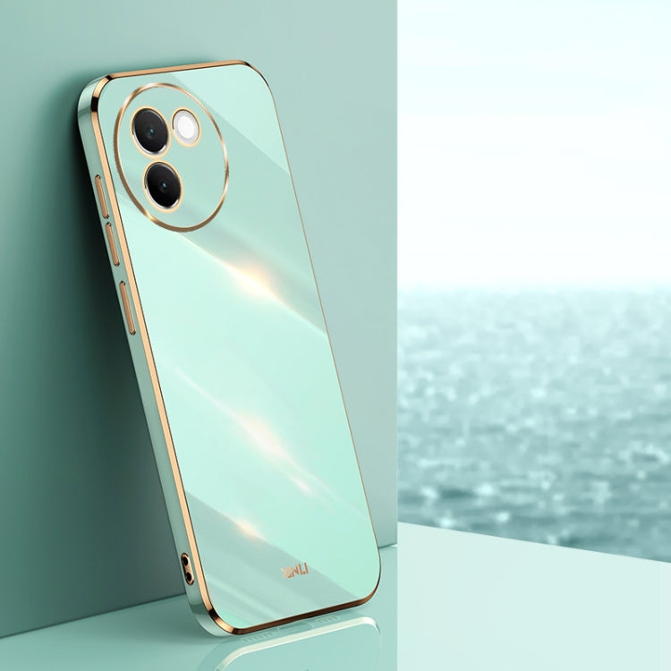 Pour étui de téléphone en TPU à bord droit 6D galvanisé XINLI vivo V30E (vert menthe)
