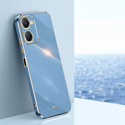 Pour vivo Y18 XINLI Étui de téléphone en TPU électrolytique 6D à bord droit (Bleu Céleste)