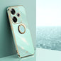Pour Xiaomi Redmi Turbo 3 Coque de téléphone en TPU électrolytique 6D à bord droit XINLI avec anneau de support (vert menthe)