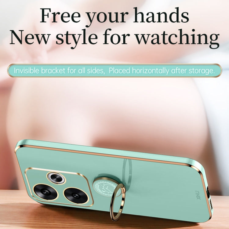 For Xiaomi Redmi Turbo 3 XINLI Straight Edge 6D Electroplate TPU Phone Case with Ring Holder(Black)