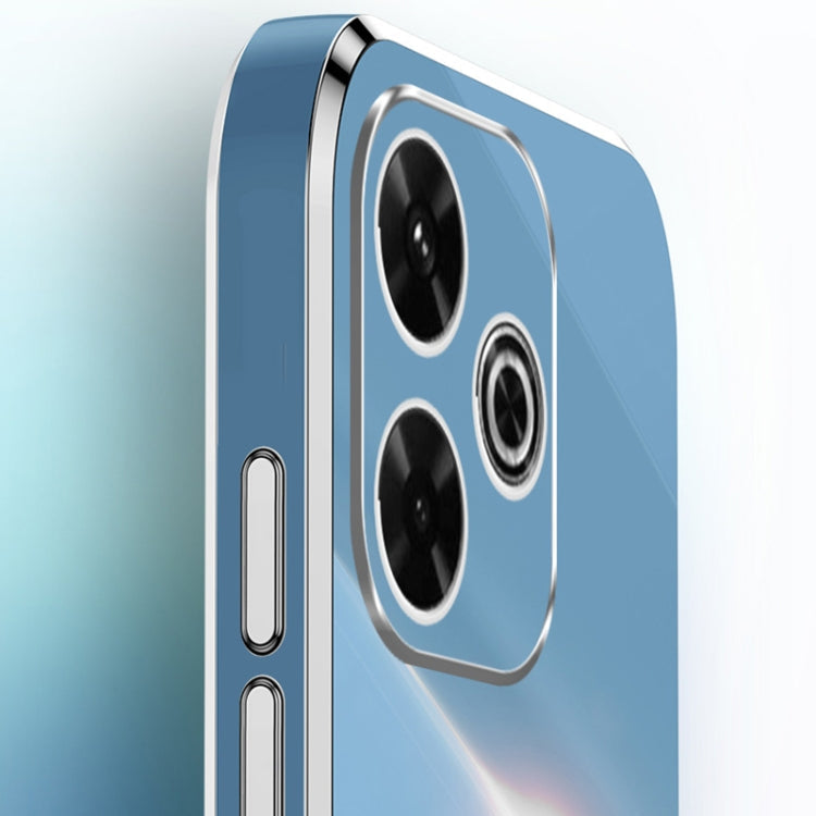 For Redmi 13 4G XINLI Straight Edge 6D Electroplate TPU Phone Case with Ring Holder(Celestial Blue)