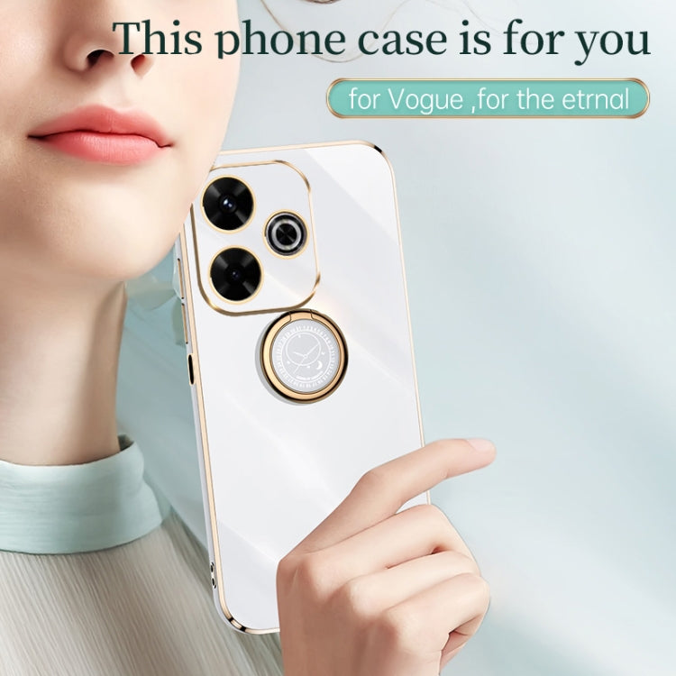 Pour coque de téléphone en TPU électrolytique 6D à bords droits XINLI pour Redmi 13 4G avec anneau (noir)