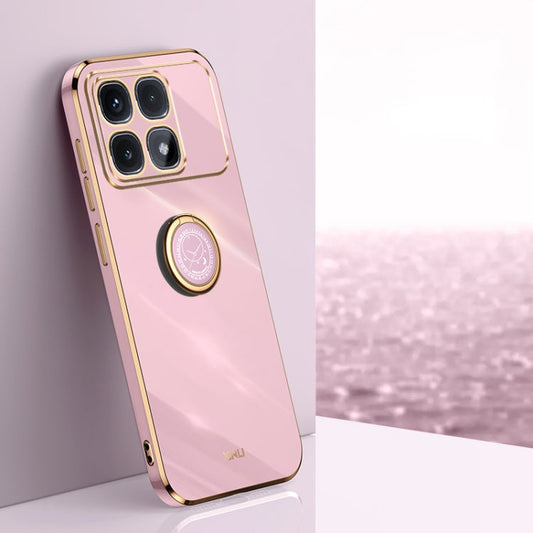 Pour étui de téléphone en TPU électrolytique 6D à bord droit Redmi K70 Ultra XINLI avec support annulaire (violet cerise)