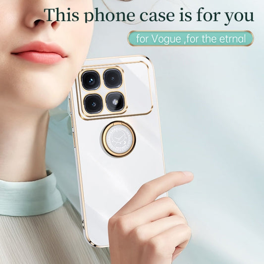 Pour étui de téléphone en TPU électrolytique 6D à bord droit Redmi K70 Ultra XINLI avec support annulaire (violet cerise)