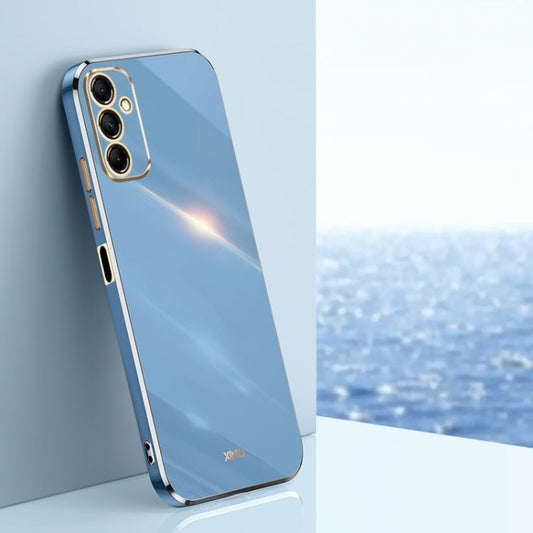 For Samsung Galaxy M35 XINLI Straight Edge 6D Electroplate TPU Phone Case(Celestial Blue)