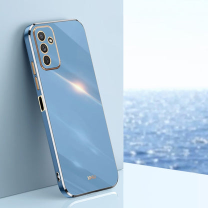 For Samsung Galaxy M23 XINLI Straight Edge 6D Electroplate TPU Phone Case(Celestial Blue)
