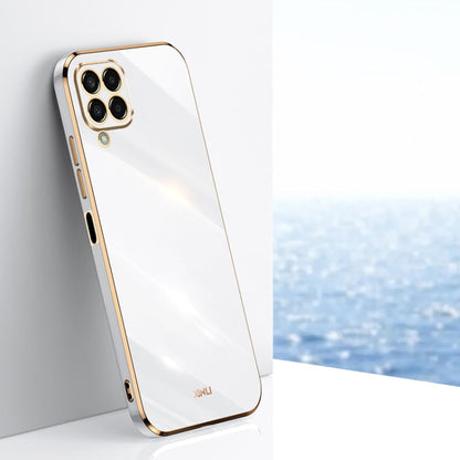 Pour Samsung Galaxy M33 5G Global XINLI Coque de téléphone TPU Electroplate 6D à bord droit (Blanc)