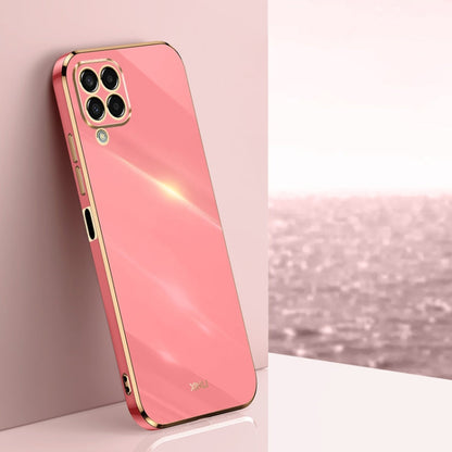 For Samsung Galaxy M33 5G Global XINLI Straight Edge 6D Electroplate TPU Phone Case(Hawthorn Red)