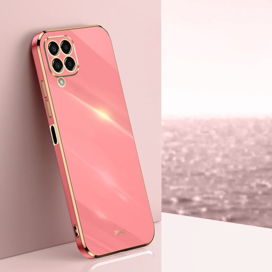 For Samsung Galaxy M33 5G Global XINLI Straight Edge 6D Electroplate TPU Phone Case(Hawthorn Red)