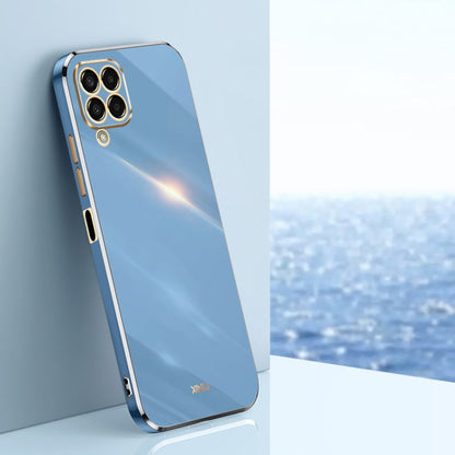 For Samsung Galaxy M33 5G Global XINLI Straight Edge 6D Electroplate TPU Phone Case(Celestial Blue)