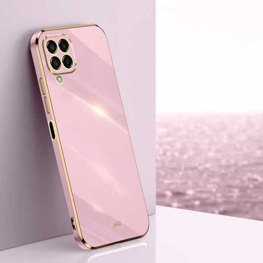 For Samsung Galaxy M33 5G Global XINLI Straight Edge 6D Electroplate TPU Phone Case(Cherry Purple)