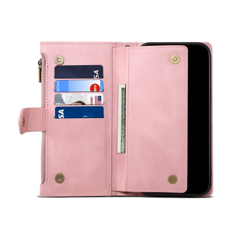 For Samsung Galaxy S25 5G ESEBLE Retro Frosted RFID Flip Leather Phone Case(Rose Gold)