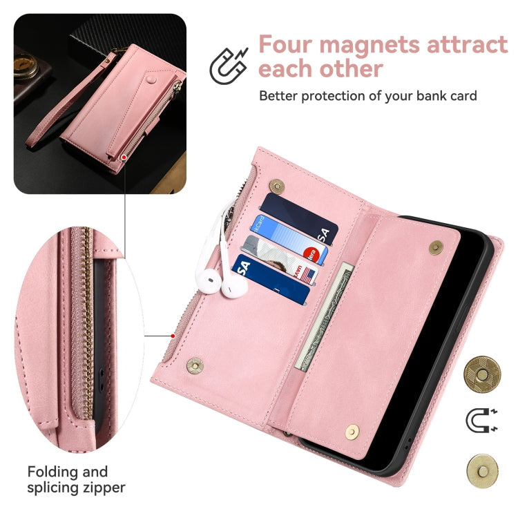 For Samsung Galaxy S25 5G ESEBLE Retro Frosted RFID Flip Leather Phone Case(Rose Gold)