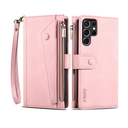 For Samsung Galaxy S25 Ultra 5G ESEBLE Retro Frosted RFID Flip Leather Phone Case(Rose Gold)