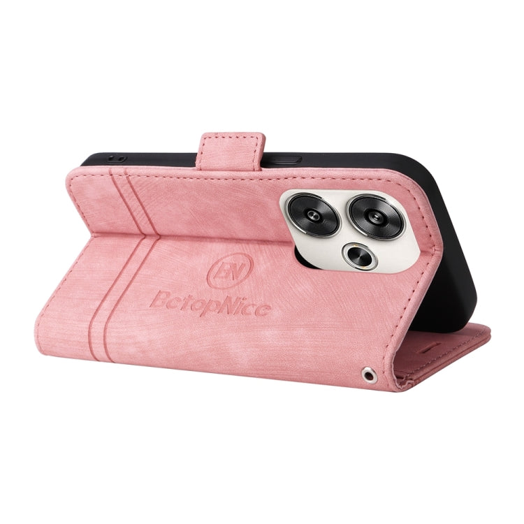 For Xiaomi Poco F6 BETOPNICE Dual-side Buckle Leather Phone Case(Pink)