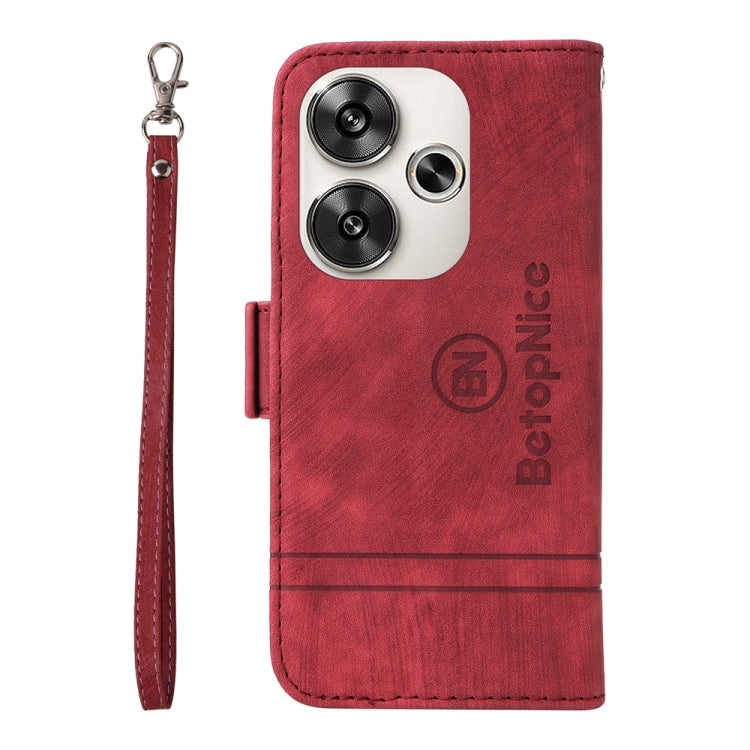 For Xiaomi Poco F6 BETOPNICE Dual-side Buckle Leather Phone Case(Red)