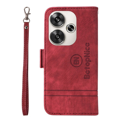 For Xiaomi Poco F6 BETOPNICE Dual-side Buckle Leather Phone Case(Red)