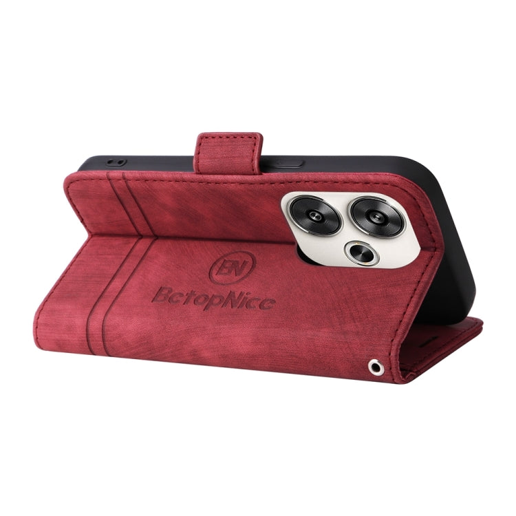 For Xiaomi Poco F6 BETOPNICE Dual-side Buckle Leather Phone Case(Red)